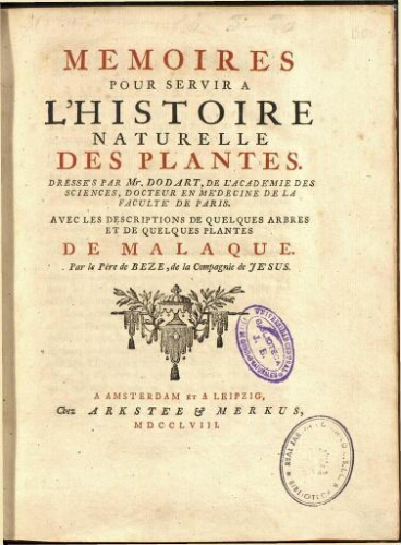 Memoires pour servir a l’histoire naturelle des plantes [3.ª ed.]
