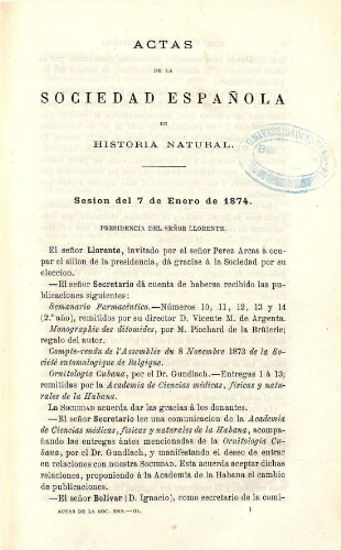Actas de la Sociedad Española de Historia Natural [año 1874]
