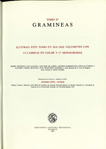 Flora de la Real Expedición Botánica del Nuevo Reino de Granada. T. 4 (1). Gramíneas