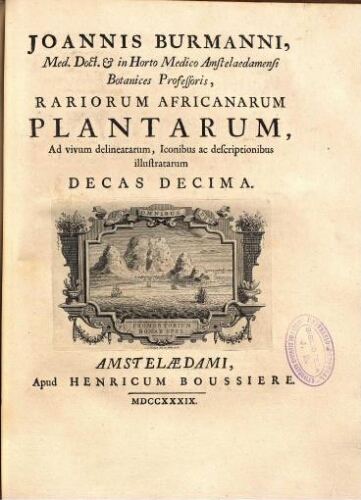 Rariorum Africanarum Plantarum [...] Decas decima