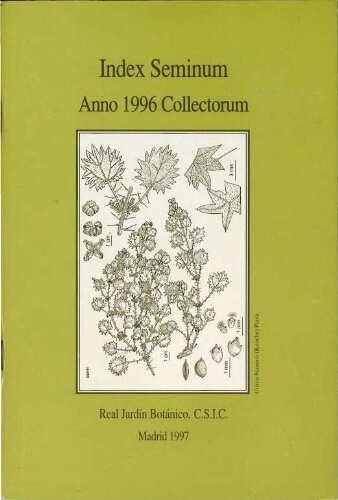Index seminum in Horto Botanico Matritensi ... 1996