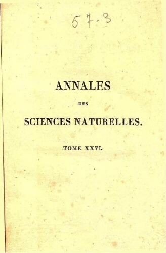 Annales des sciences naturelles [...] Tome vingt-sixième