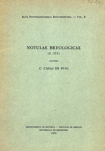 Notulae bryologicae (I-III)