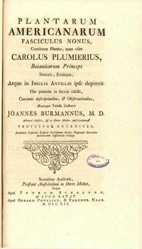 Plantarum Americanarum fasciculus nonus
