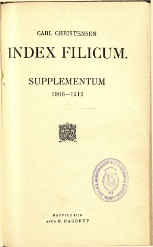 Index Filicum. Supplementum 1906-1912