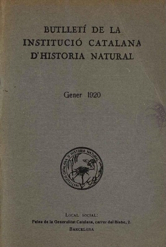 Butlletí de la Institució Catalana d'Història Natural [...] Vol. XX