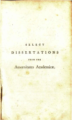 Select dissertations from the Amoenitates academicae