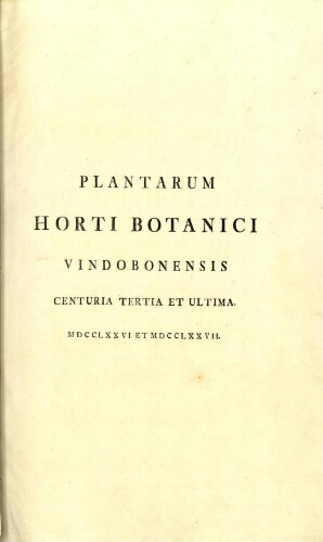 Hortus botanicus Vindobonensis [...] Vol. III