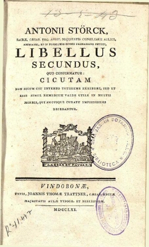 Libellus secundus, quo confirmatur: Cicutam