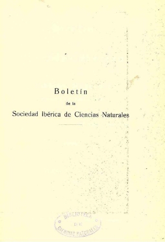 Boletín de la Sociedad Ibérica de Ciencias Naturales [...] Tomo XXXII (XV)