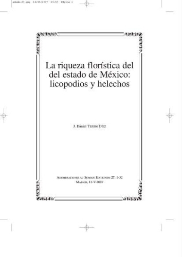 La riqueza florística del del estado de México: licopodios y helechos