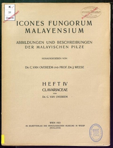 Icones fungorum malayensium. Heft 4. Clavariaceae