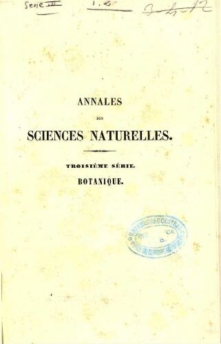 Annales des sciences naturelles [...] Troisième série. Botanique. Tome deuxième