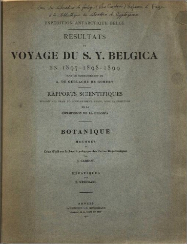 Voyage du S.Y. Belgica. Hépatiques