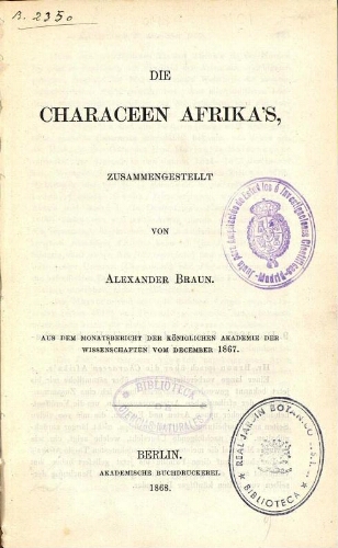 Die Characeen Afrika's