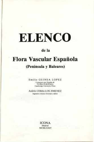 Elenco de la flora vascular española