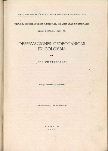 Observaciones geobotánicas en Colombia