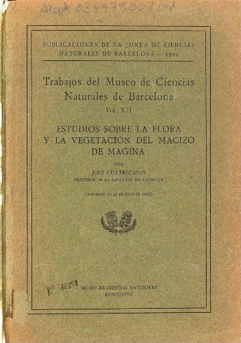 Treballs del Museu de Ciències Naturals de Barcelona. ; Vol. 12. [Sèrie botànica]