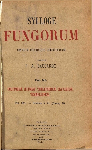 Sylloge fungorum [...] Vol. VI