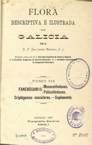 Flora descriptiva é ilustrada de Galicia [...] Tomo 3