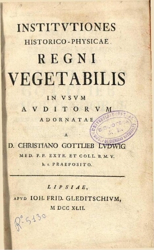 Institutiones historico-physicae regni vegetabilis