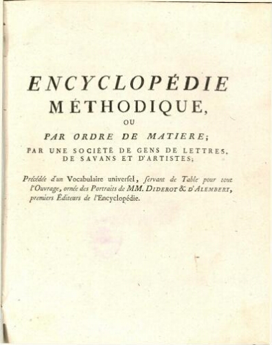 Encyclopédie méthodique. Botanique [...] Tome cinquième