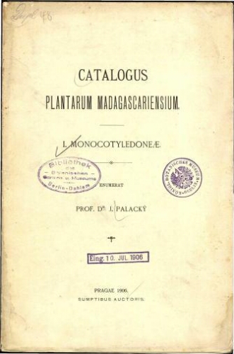 Catalogus plantarum madagascariensium. I. Monocotyledoneae