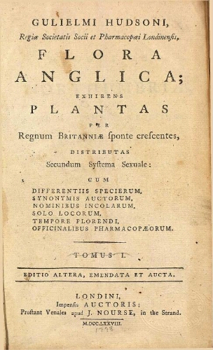 Flora Anglica [...] Tomus I. Editio altera