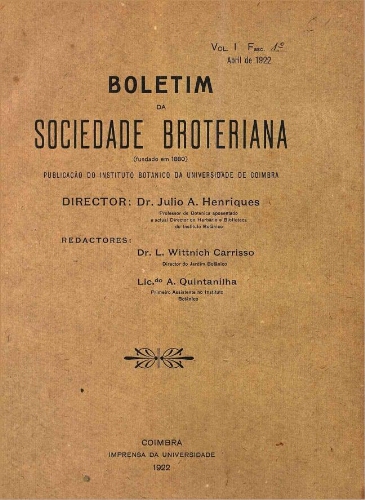 Boletim da Sociedade Broteriana. Vol. I (II Série)