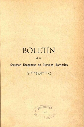 Boletín de la Sociedad Aragonesa de Ciencias Naturales [...] Tomo XIII