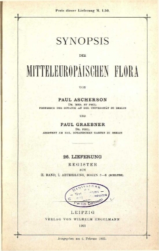 Synopsis der mitteleuropäischen Flora [...] Register zum II. Band, 1. Abtheilung, Bogen 3-6