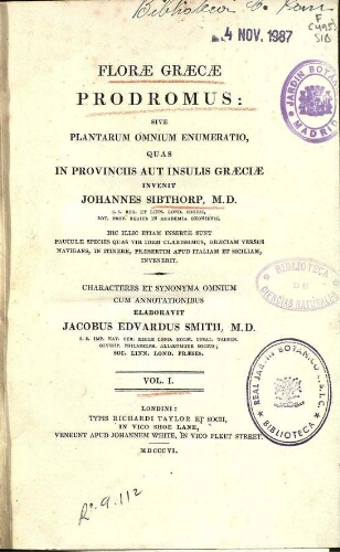 Florae Graecae prodromus [...] Vol. I