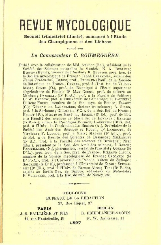 Revue mycologique [...] [Dix-neuvième année] 1897