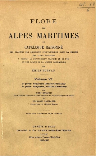 Flore des Alpes maritimes [...] Volume VI. 1re partie