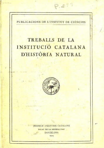 Treballs de la Institució Catalana d'Història Natural [...] [Vol. 6]