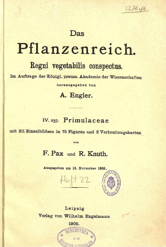 Primulaceae. In: Engler, Das Pflanzenreich [...] [Heft 22] IV. 237