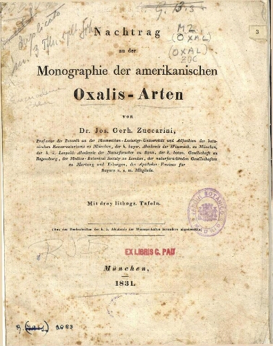 Nachtrag zu der Monographie der Amerikanischen Oxalis-Arten