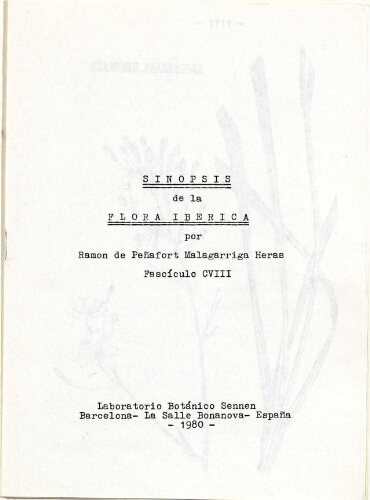 Sinopsis de la flora ibérica [...] Fascículo CVIII