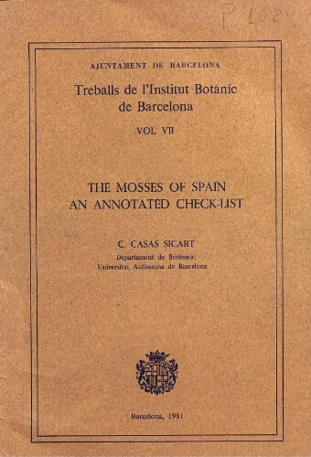 The mosses of Spain an annotated check-list