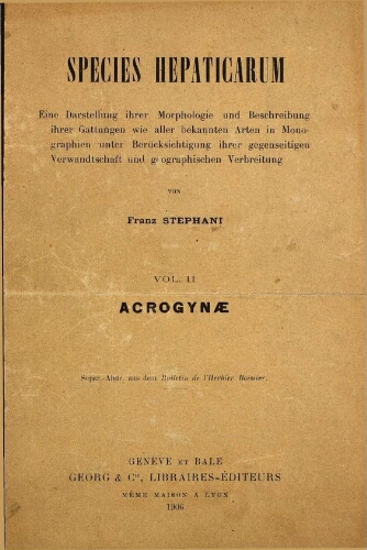 Species hepaticarum. Vol. II