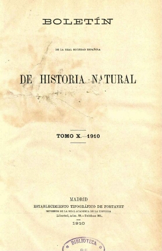 Boletín de la Real Sociedad Española de Historia Natural. Tomo 10