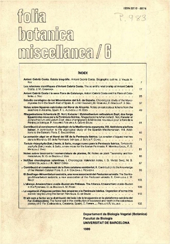 Folia Botanica Miscellanea. [Vol.] 6