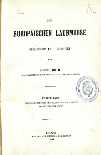 Die europäischen Laubmoose [...] Erster Band