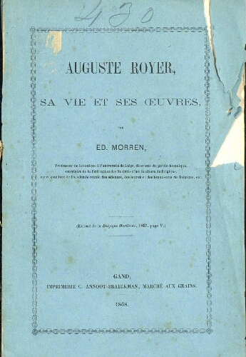 Auguste Royer, sa vie et ses oeuvrages