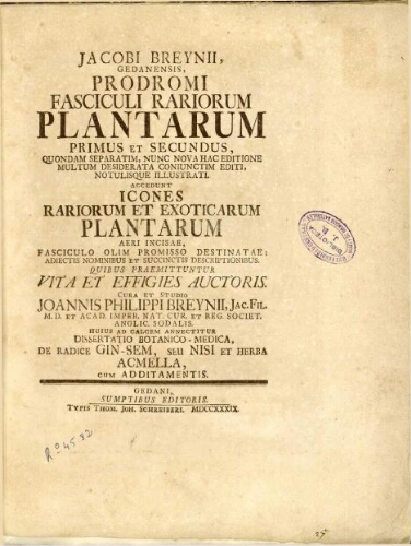 Prodromi fasciculi rariorum plantarum primus et secundus