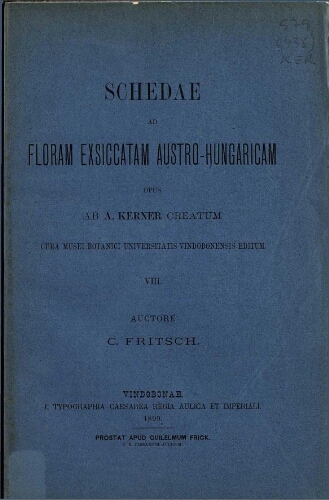 Schedae ad Floram exsiccatam Austro-Hungaricam [...] VIII