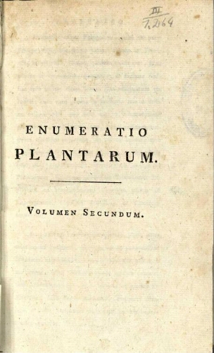 Enumeratio plantarum [...] Volumen II