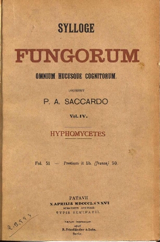 Sylloge fungorum [...] Vol. IV