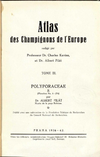 Atlas des champignons de l'Europe [...] Tome III. Polyporaceae II. (Planches No. 1-374)