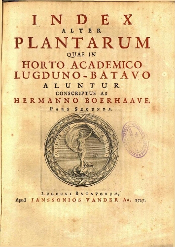 Index alter plantarum quae in Horto Academico Lugduno-Batavo aluntur [...] Pars Secunda